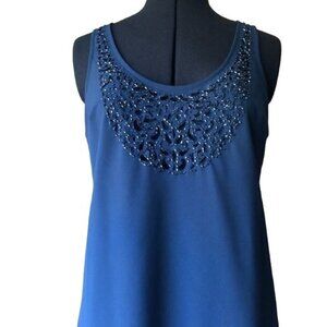 Guess Navy Indigo Blue, Simple Beaded Shift Sz S